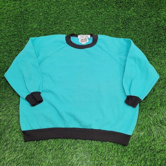 Vintage 80s Bentley-Fashions Ringer Sweatshirt Women 2XL 26x23 USA Baggy - Picture 1 of 11